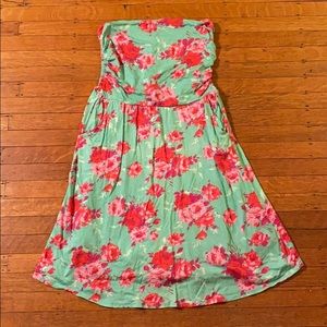 Splendid Strapless Floral Dress w/ Pockets